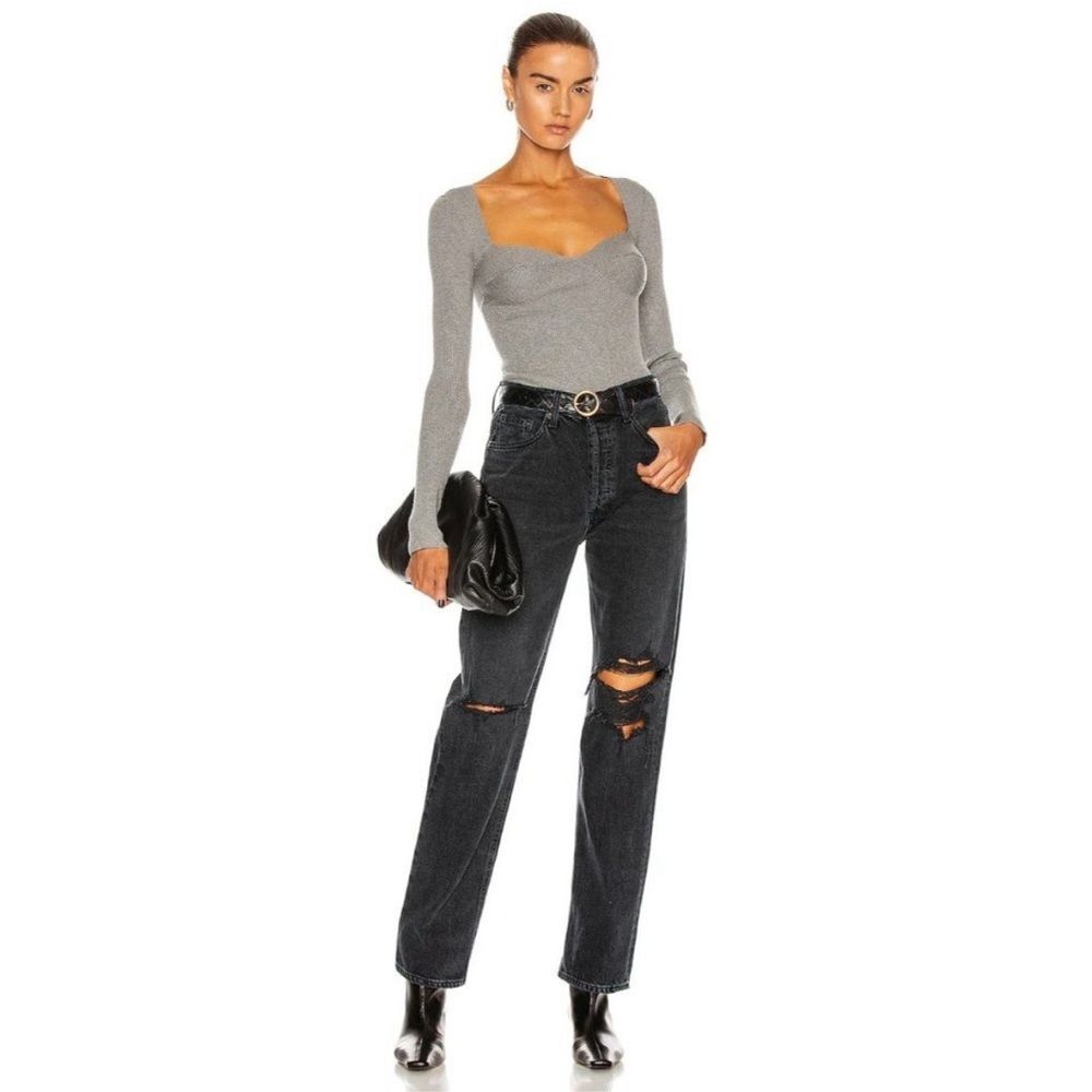 Agolde Lana Black Distressed Jeans Mid Rise Vintage Straight Disorder Size 24